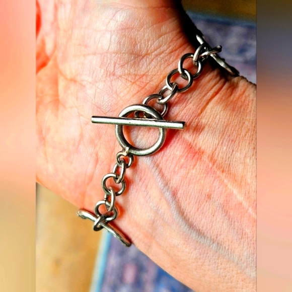 Sterling Silver (925)Hammered Square Link Bracelet - Picture 6 of 6